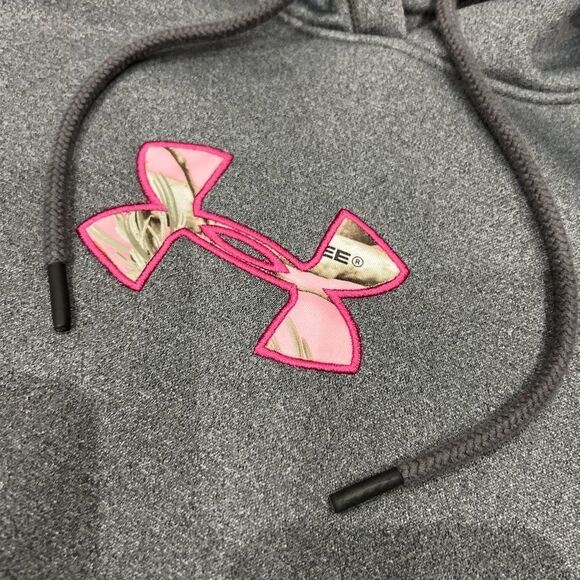 UNDER ARMOUR WOMEN'S CALIBER HOODIE Grey Pink camo size medium - Picture 7 of 14
